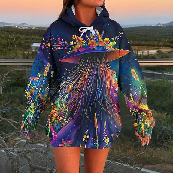 Aueoeo Halloween Women Cute Hoodies for Teen Girls Festival Printed Hoodie Long Sleeve Hooded Sweatshirt Pullover