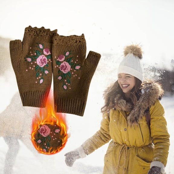 Aueoeo Hand Warming Gloves Adult Gloves Winter Warm Leisure Knitted Gloves Warm Gloves Knitted Half-Finger Gloves Batting Gloves Men