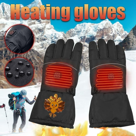 Aueoeo Heated Gloves For Men Women, Waterproof Touchedscreen Warm Heat HAnd Warmers For Outdoor Sports Cycling Skiing Motorcycle Camping Hiking Black