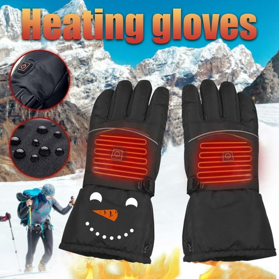 Aueoeo Heated Gloves For Men Women, Waterproof Touchedscreen Warm Heat HAnd Warmers For Outdoor Sports Cycling Skiing Motorcycle Camping Hiking Black