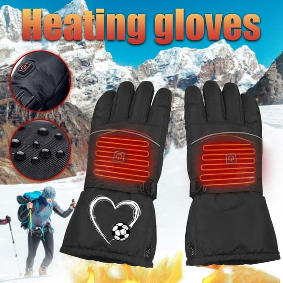Aueoeo Heated Gloves, Unisex Heating Glove For Winter Outdoor Warm Water Proof Screen Toucheded Gloves For Walking,Riding,Cycling,Running And Driving Black