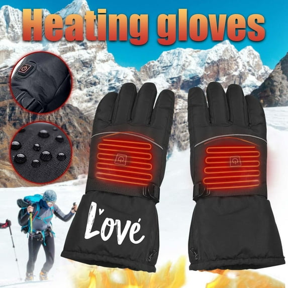 Aueoeo Heated Gloves, Unisex Heating Glove For Winter Outdoor Warm Water Proof Screen Toucheded Gloves For Walking,Riding,Cycling,Running And Driving Black