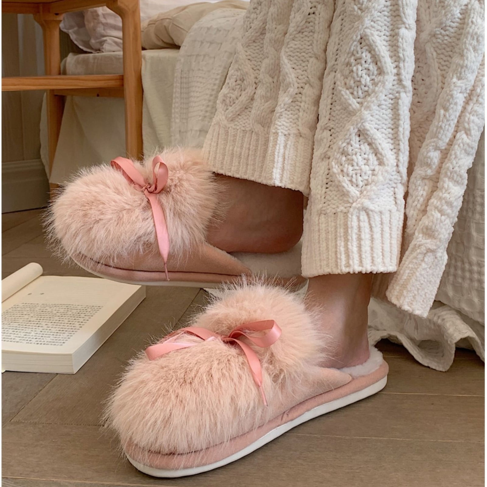 Aueoeo House Slippers with Arch Support, Womens Slippers Fuzzy