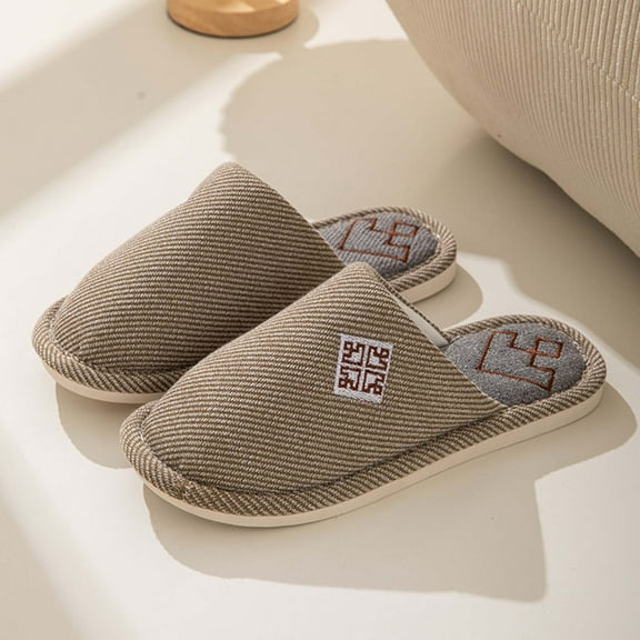 Aueoeo House Slippers for Woman,New Couple Home Four Seasons Linen Baotou Slippers Men And Women's Home Floor Cloth Absorbent Cotton Linen Slippers on Clearance