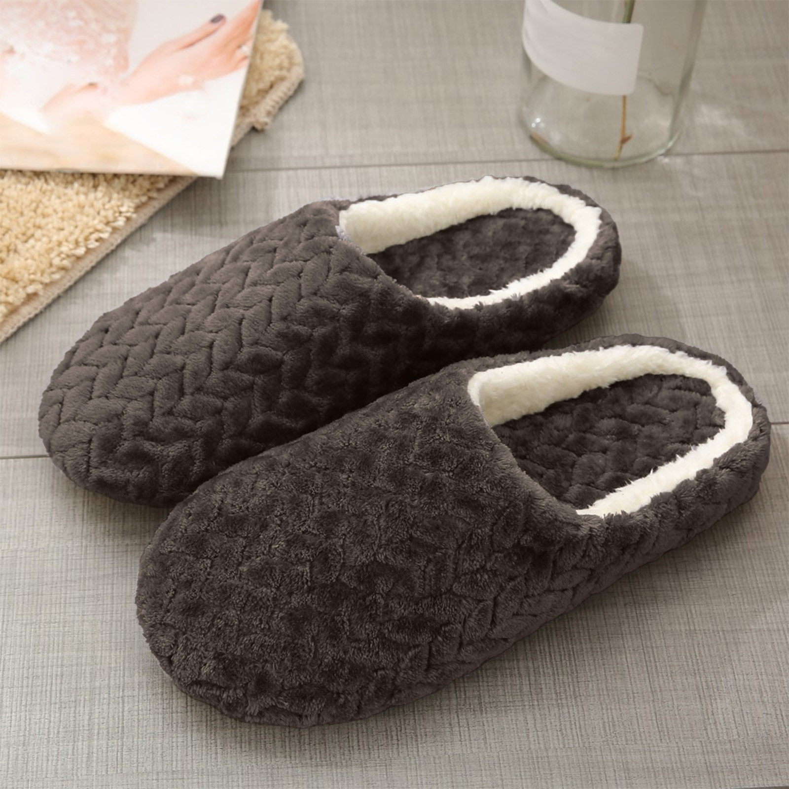 Aueoeo House Slippers with Arch Support, Women's Soft Memory Foam ...