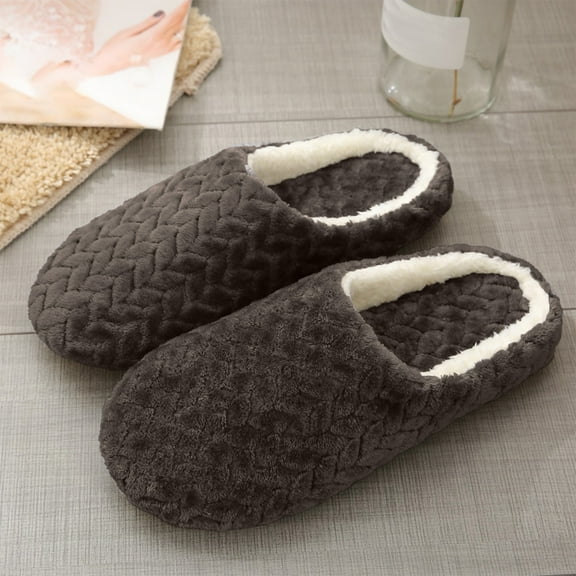 Aueoeo House Slippers with Arch Support, Women's Soft Memory Foam Slippers Slip on Fuzzy Slippers, Indoor Warm Winter Plush Cotton Slippers