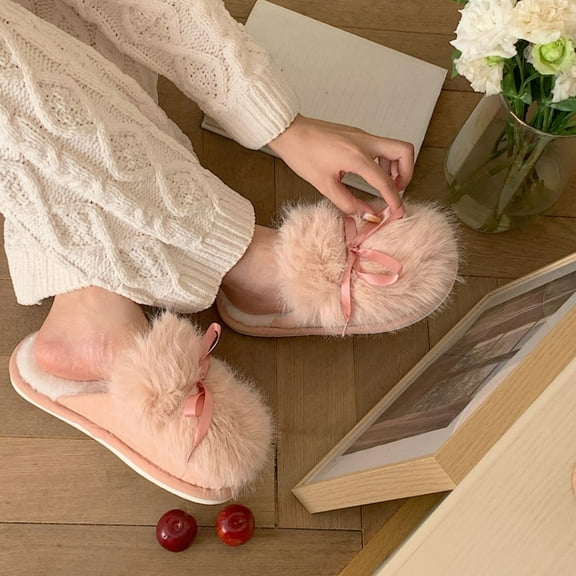 Aueoeo Indoor Slippers for Women, Womens Slippers Fuzzy Memory Foam Soft Plush Fleece Lining Slippers for Women Cozy Ladies Lightweight Warm Slippers