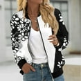 thumbnail image 1 of Aueoeo Jacket For Women Causal Floral Printed Zip Up Coats Long Sleeve Crew Collar Spring Jackets Lightweight Outerwear Tops, 1 of 5