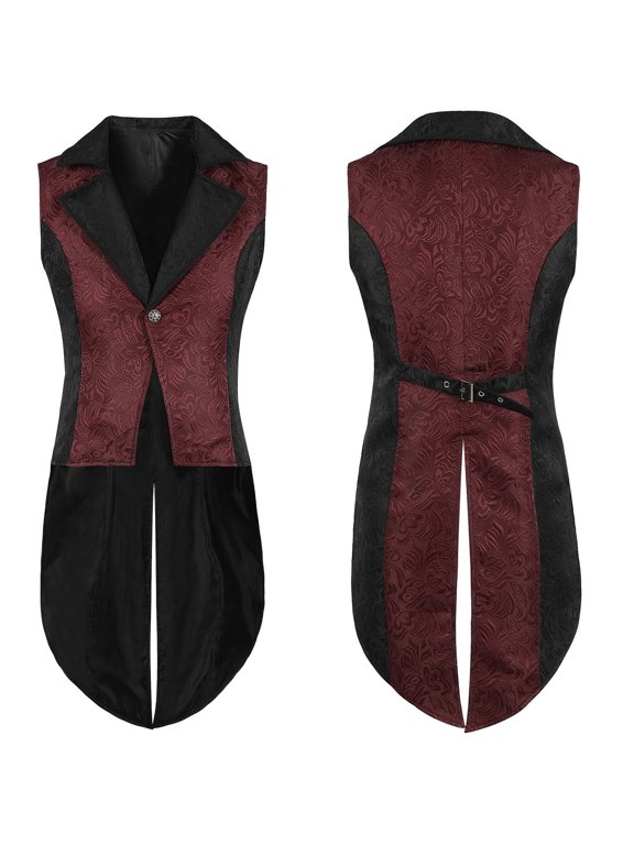 Jackets for Men,Men's Windproof Lightweight Men's Gothic Coat Coat Medieval Standing Collar Court Clothing High Collar Retro Swallowtail Slim Coat Men's Fishing Vest On Clearance