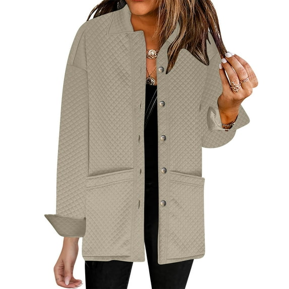 Aueoeo Jackets for Women Spring Fashion Cute Press Coats Lightweight Zip Up Jackets Dressy Casual Coat With Pockets