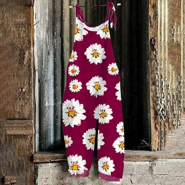 Aueoeo Jumpsuits for Women 2024 Casual Sleeveless Romper Long Casual Loose Pants Overalls Baggy Rompers Jumpsuits with Pockets On Clearance