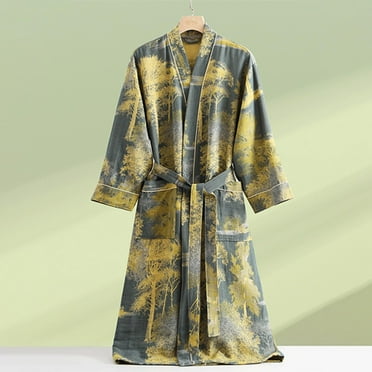 Aueoeo Kimonos Nightgown Bathrobe - Spring Summer Robe Lightweight Thin Sleepwear for Women Men Green L