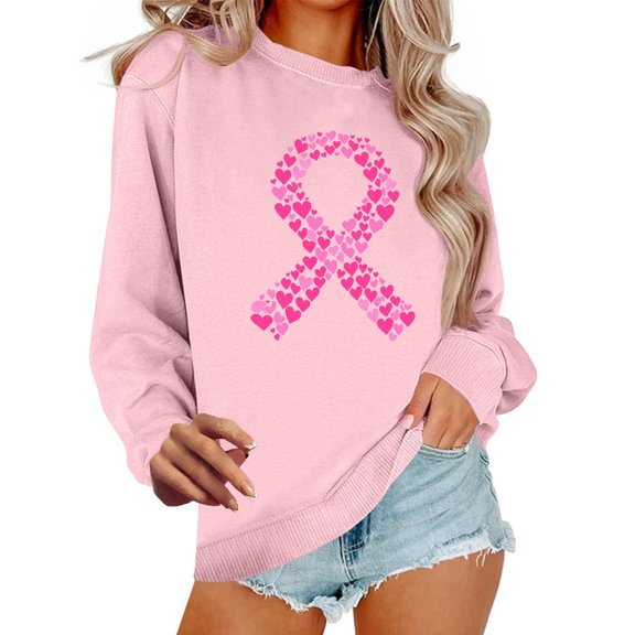 Aueoeo Ladies Tops, Pullover Women's Long-Sleeved Round Neck Pullover Casual Printed Loose Sweatshirt Custom Pullover