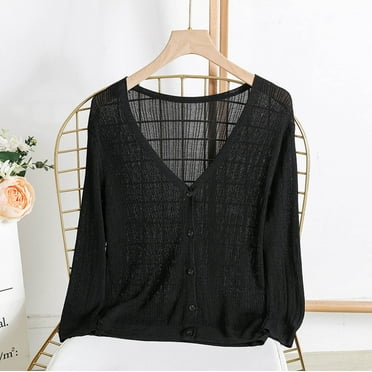 Aueoeo Lightweight Summer Cardigan,Cardigans Women's Casual Leopard Print V-Neck Knitted Button Long Sleeved Cardigan Sweater Top Coat Top Soft Knit Cardigan Sweater On Clearance