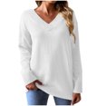 thumbnail image 1 of Aueoeo Lightweight Sweater, Womens Winter Oversized Sweaters V Neck Long Sleeve Pullover Sweater Cable Knit Sweaters Tops, 1 of 6