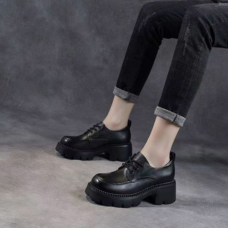 Aueoeo Loafers for Women Chunky Slip On Platform Loafers Round Toe