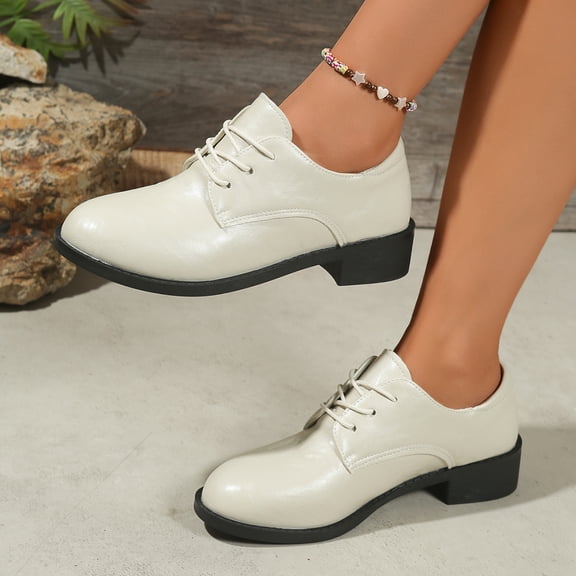 Aueoeo Loafers for Women Fashion Rounded Toe Shoes Business Work Office Dress Cute Lace Up Comfortable Shoes