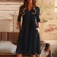thumbnail image 1 of Aueoeo Long Dresses for Women, Women's V Neck 3/4 Sleeve Dress Casual Midi Dresses Flowy Swing Boho Long Dresses with Pockets, 1 of 6