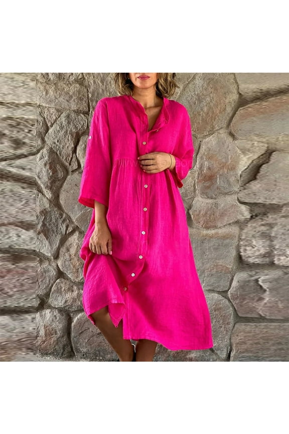 Long Sleeve Long Dresses for Women, Women Elegant Casual Fall Dress Button Front Long Sleeve Maxi Dress Long Cardigan Shirt Dresses