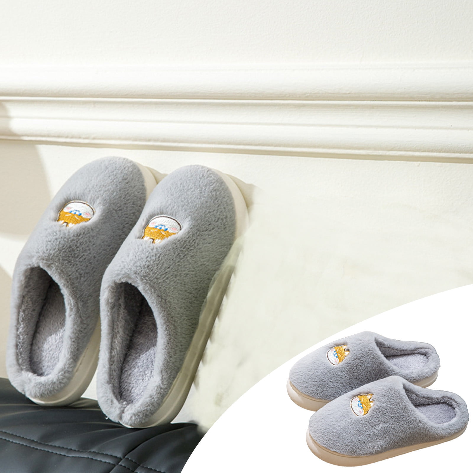 Aueoeo Memory Foam Slippers, Womens Slip on Shoes Cotton Cute Slippers