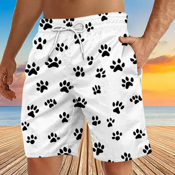 Aueoeo Men Beach Shorts Fashion Graphic Printing Drawstring Elastic Waist Short Casual Shorts Quick Dry Shorts With Side Pockets L