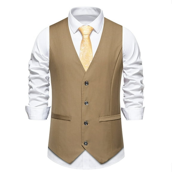 Aueoeo Men Daily Work Waistcoat Herringbone Vests Suit Business Tweed High Collar Waistcoats Slim Fits Tank Top