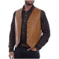 thumbnail image 1 of Aueoeo Men Faux Leather Vests V-neck Jacket Lightweight Waistcoat Fashion Sleeveless Motorcycle Biker Vests Jacket, 1 of 6