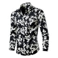 thumbnail image 1 of Aueoeo Men Floral Dress Shirts Long Sleeve Casual Button -Down Flower Printed Cotton Shirts (Available In Big Size) Multicolor 3X-L, 1 of 5