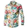 thumbnail image 1 of Aueoeo Men Floral Dress Shirts Long Sleeve Casual Button -Down Flower Printed Cotton Shirts (Available In Big Size) Multicolor L, 1 of 5