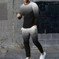 thumbnail image 1 of Aueoeo Men Gradient Color 2 Piece Outfits Crew Neck Long Sleeve Shirts and Long Pants Set Fashion Clothes, 1 of 7