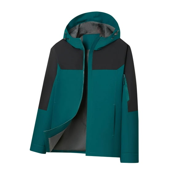 Aueoeo Men Long Sleeves Zipper Hooded Outwear Sports Coat Jacket Waterproof Windbreaker Lightweight Rain Jacket L