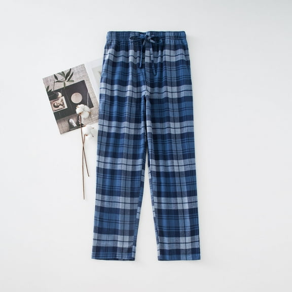 Aueoeo Men Pajama Pants Plaid Sleep Pants Straight-Leg Barrel Drawstring Pajama Full Length Pants Lightweight Housewear For Men