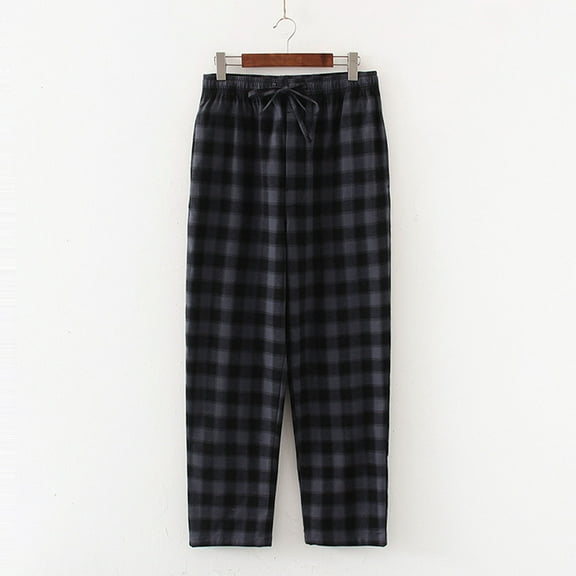 Aueoeo Men Pajama Pants Plaid Sleep Pants Straight-Leg Barrel Drawstring Pajama Full Length Pants Lightweight Housewear For Men