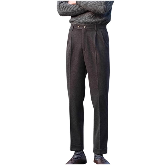 Aueoeo Men'S Flexs Flat Front Straight Fits Pant Formal Pants Suit Pants Mao Pants Classic Fits Dress Pants Black L