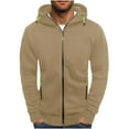 thumbnail image 1 of Aueoeo Men'S Hooded Jacket Full-Zip Long Sleeve Active Coats Spring Slim Fits Sweatshirts With Pockets For Hiking, Riding Khaki L, 1 of 5