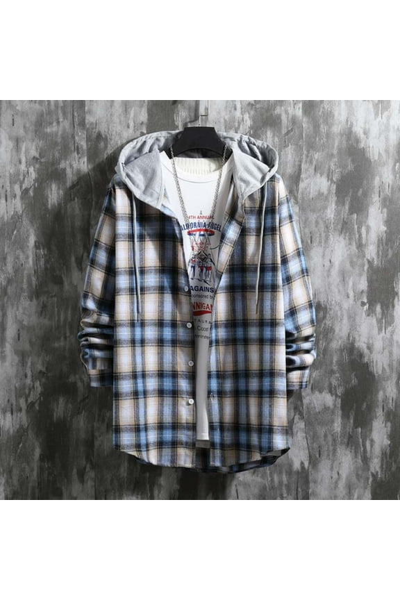 Men'S Hooded Jacket,Men'S Warm Winter Coat Versatile Hoodie Basic Men'S Classic Scottish Plaid Hooded Shirt Long Sleeve Hooded Casual Outwear Jackets Men'S Spring Fall Casual Windbreaker Jacke