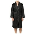 thumbnail image 1 of Aueoeo Men'S Pajama Set ，2 Piece Stain Slikys Bathrobe Soft Long Bathrobe & Short Pajamas Pants Sleepwear Black 3XL, 1 of 2