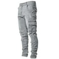 thumbnail image 1 of Aueoeo Men'S Relaxed Straight Jean Elastic Waist Jeans Relaxed Fits Pants With Zipper And Button Gray L, 1 of 8