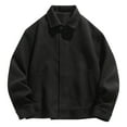 thumbnail image 1 of Aueoeo Men'S Velvet Bomber Jacket Sport Coats Stand Collar Full Zip Sweatwear With Pockets(Available In Big Size) Black X-Large, 1 of 5