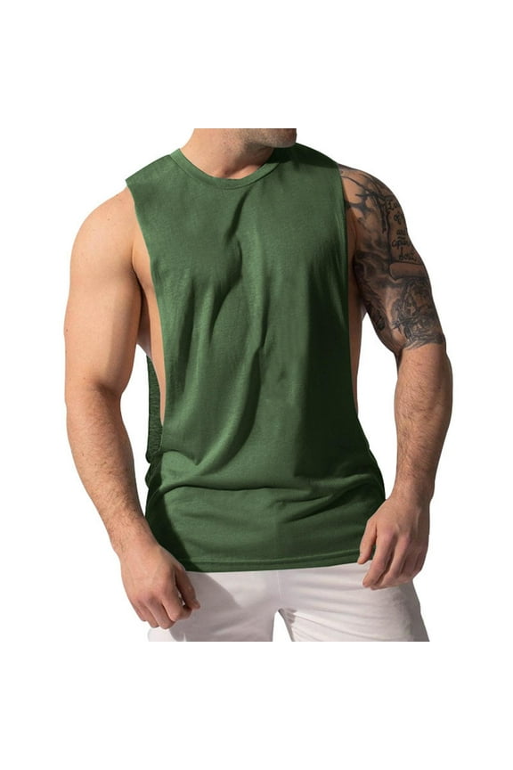 Men Solid Color Vests Fashion Trendy Training Waistcoat Casual Fitness Sleeveless Exercise Running Vests