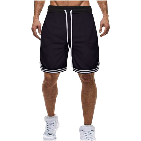 Aueoeo Men Summer Solid Color Sports Shorts – Lightweight Quickly Dry Polyester for Gym Running Workout,Black,L
