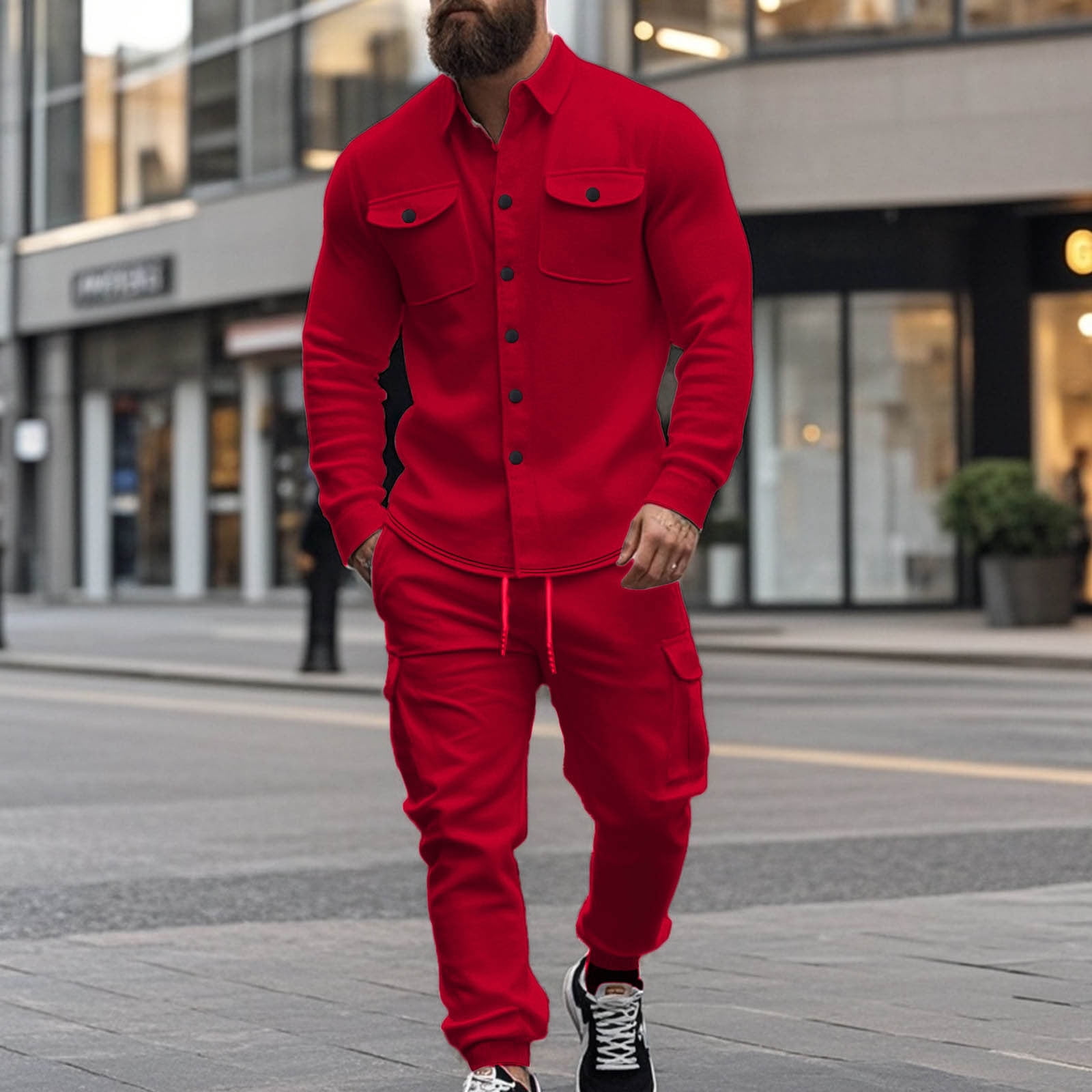 Track Suits Set Aueoeo Men Track Suits Set Long Sleeve Full Zipper Sweatsuit Jackets ...