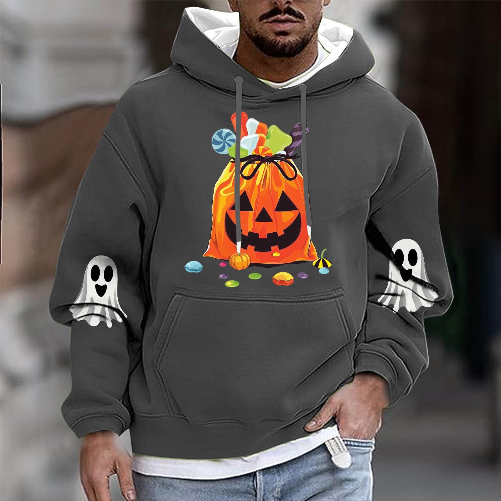 Arnodefrance Men’s Vintage Graphic Sweatshirt – Cotton Oversized Crewneck Pullover With 3D Foam Print, Hip Hop Style