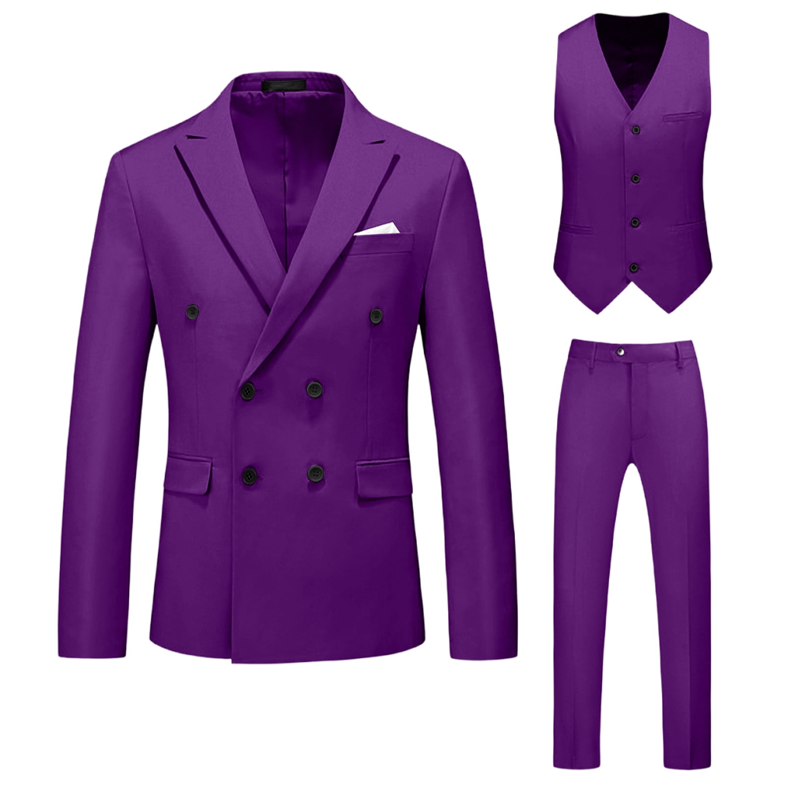 Modern Fit 3 Piece Single Breasted Suit (Purple) MV2TR