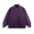 thumbnail image 1 of Aueoeo Men's Bomber Jacket Winter Warm Lightweight Windbreaker Full Zip Casual Jackets With Pockets(Available In Plus Size) Purple 3X-Large, 1 of 8