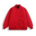 thumbnail image 1 of Aueoeo Men's Bomber Jacket Winter Warm Lightweight Windbreaker Full Zip Casual Jackets With Pockets(Available In Plus Size) Red X-Large, 1 of 6
