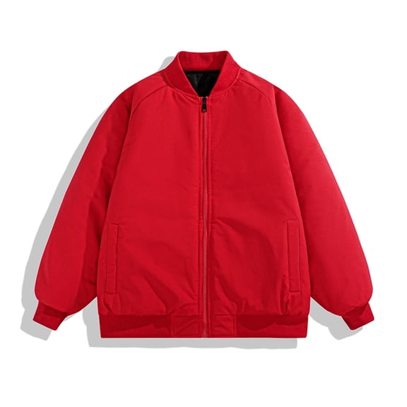 Aueoeo Men's Bomber Jacket Winter Warm Lightweight Windbreaker Full Zip Casual Jackets With Pockets(Available In Plus Size) Red X-Large