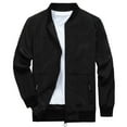 thumbnail image 1 of Aueoeo Men's Bomber Jackets Full Zip Embroidered Jacket Winderpoof Lightweight Stand Up Collar Sport Coat With Pockets Black X-Large, 1 of 5
