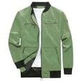 thumbnail image 1 of Aueoeo Men's Bomber Jackets Full Zip Embroidered Jacket Winderpoof Lightweight Stand Up Collar Sport Coat With Pockets Green S, 1 of 6