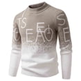 thumbnail image 1 of Aueoeo Men's Cable Knit Pullover Long Sleeve Graphic Letter Printed Sweater Casual Long Sleeve Mock Neck Knitted Sweaters, 1 of 3